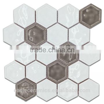 foshan handmade hexagona mosaic tile price sheet ceramic tiles, glazed glossy surface tile