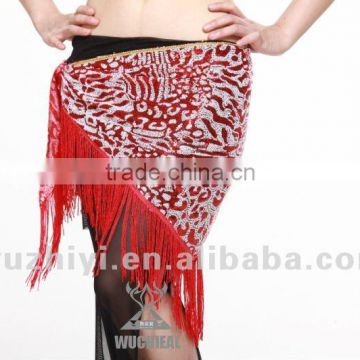 Long Tassels Belly Dance Red Hip Scarf