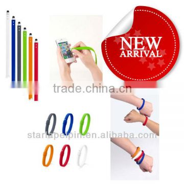 hot selling personalized cool rubber silicone capacitive stylus bracelet