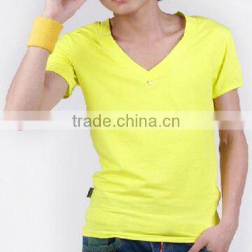 Deep V Neck T-Shirt,Retail Combed Cotton T Shirt