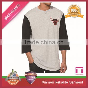 New design 100% cotton 3/4 sleeve shirt designs for men , high quality wholesale printing custom accepted