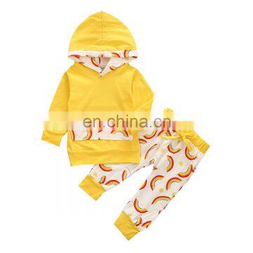RTS Rainbow Hoodie Outfit Track Suit Set Kids Fall Clothing