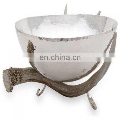 Shiny metal antler bowl
