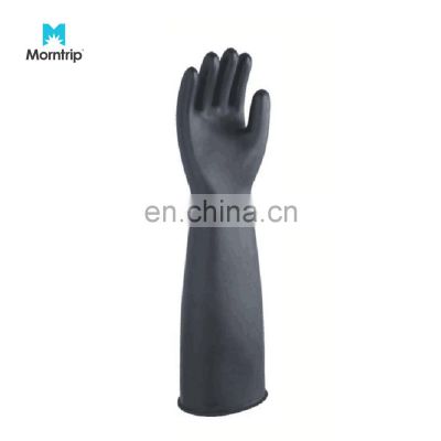 Ce En374 En388 Thick Lengthened 55cm Comfortable Smooth Industrial Rubber Hand Gloves For Safety