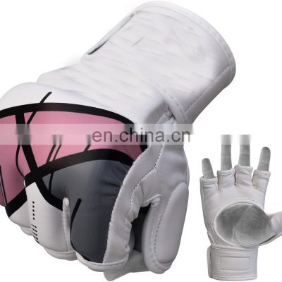 Custom Design Professional punching training MMA Half finger PU Leather boxing gloves