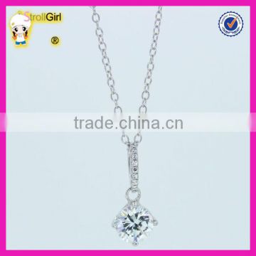Ladies fashion elegant silver plated necklace with aaa zircon pendant