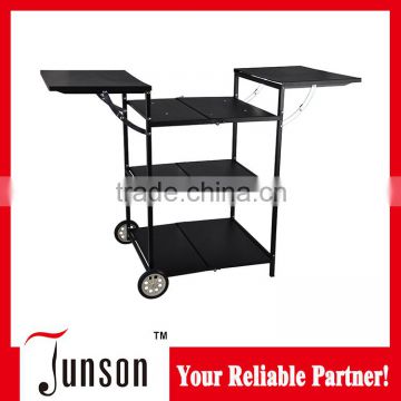 Foldable Iron Picnic Table/Iron Plate Barbecue Shelf/Three Layers Shelf With Wheels