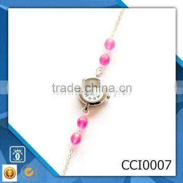 Round Fashion Casual Lady Women Girl Brown Leather Bracelet China Custom Gold Wrist watch CCI0007