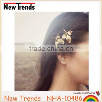 Factory wholesale metal gold leaf hair pin hair clip