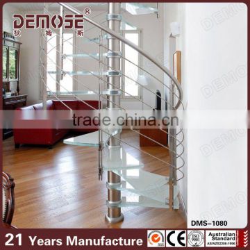 indoor safety tempered glass stairs for small spaces