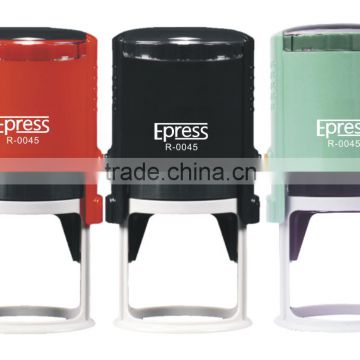 High quality round 45mm hot rubber self-inking stamp.