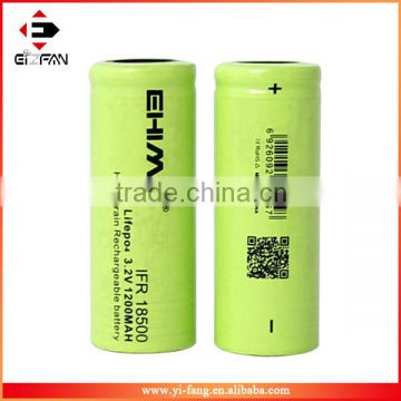 EHIMR 18500 Lifepo4 Battery 1200mAh 3.2V IFR Flat e cig battery