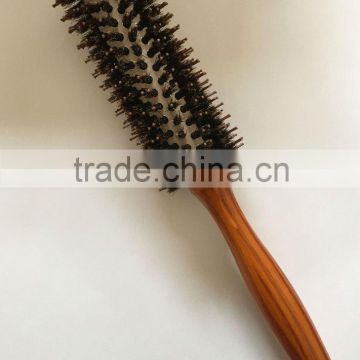 Wooden aluminium nylon and bristle hair brush