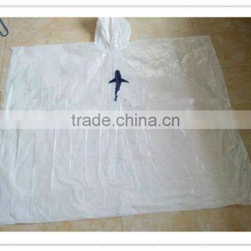 Adult Disposable White PE Poncho with Customer' S Logo