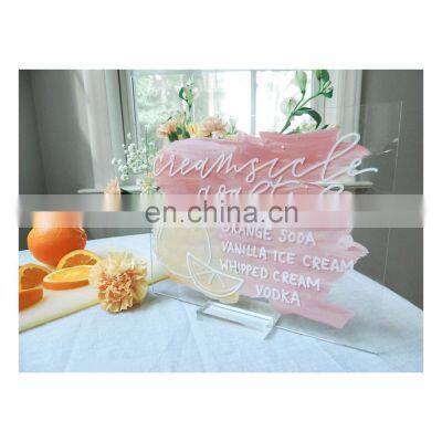 New Design Clear Acrylic DIY Blank Sign Board Table Sign Stand Wedding Invitation Card