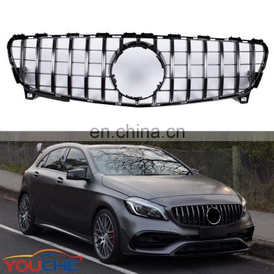 GT R style front bumper mesh grille hood for Mercedes  A class W176 facelift 2016-2018