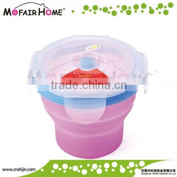Kitchenware round foldable silicone food safe lunch boxes