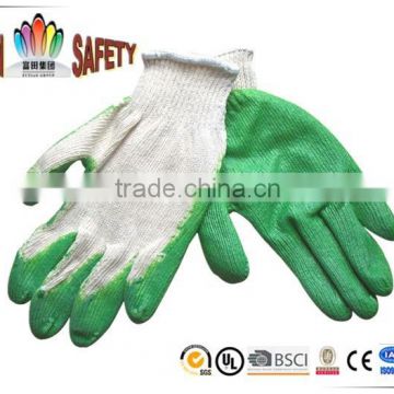 FTSAFETY 10G 100%cotton Nature White Glove with latex coated for safety working gloves