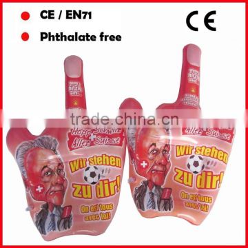 Full color printed PVC inflatable fingers hand for cheering