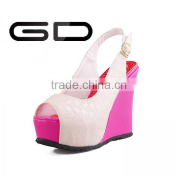 Peep toe wedding shoes pink shoes wedge shoes