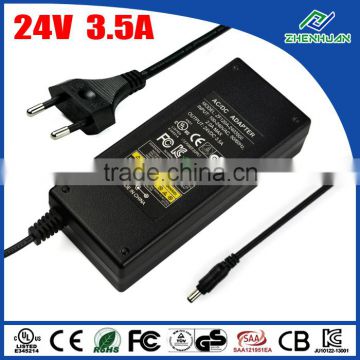 UL E345214 24V 3.5A class 2 power adapter desktop type AC DC adapter with 3 years warranty