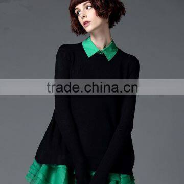 2015 latest fashion knitted long sleeve sexy birthday party dress
