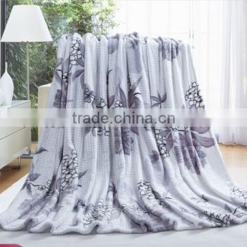 super soft printed stock grey grape coral/flannel fleece blanket
