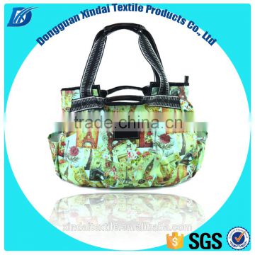 OEM oxford bag manufacturer logo customized trapeze lady handbag floral women tote bag