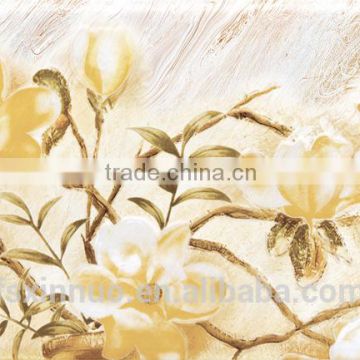FOSHAN yellow flowers painting design inkjet tile polished porcelain floor tile 300x600mm 9542H1D