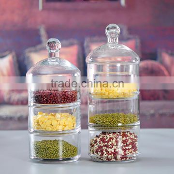 3 tier glass jar for candy storage