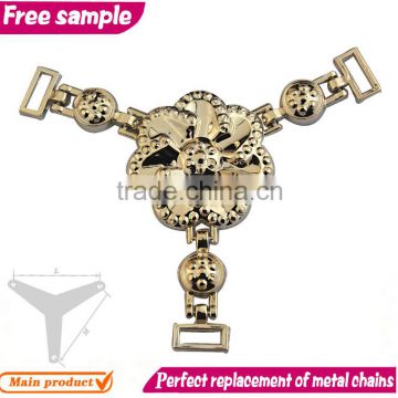 Fashion style Gold metal flowers design ladies shoe chains ornament