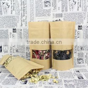 Resealable kraft paper food packaging bags
