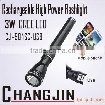 LED Strong Flashlight Support Mobile Phone USB Charging