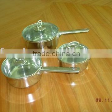 stainless steel saucepan with glass lid