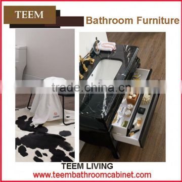 Teem home bathroom furniture Classic luxury bathroom cabinet pvc white color bathroom vanity