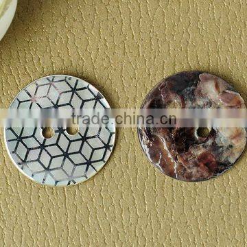 2 holes painting figure lasered natural Japanese akoya shell buttons