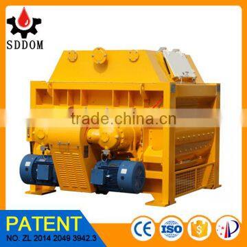 Twin shaft concrete mixer with hydraulic discharging system