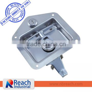 Heavy Duty Truck or Trailer Flush Mount Polished Stainless Steel Key-Locking Recessed T Handle Tool Box Door Lock