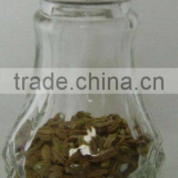 mini pear-shaped glass spice shaker jar with metal lid