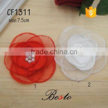 Guangzhou factory wholesale fashion organzed mesh fabric flower