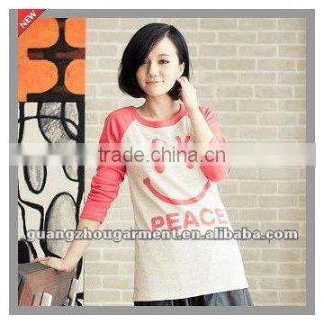 Girl Raglan-Sleeve Smiley-Print loose T-Shirt