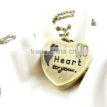 free shipping!!!27*25mm cartoon heart-shaped pendant pocket watch @ mixed Antique Bronze Mechanical Locket Watch pocket