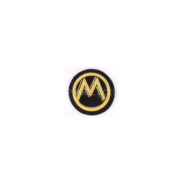 Round M Pattern Embroidered Letter Patches Gold Sew On Patches For Clothes