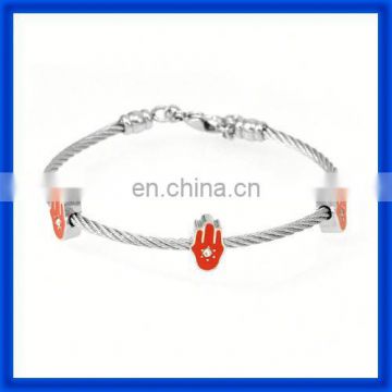 German stainless steel jewelry cable wire hamsa hand bangle
