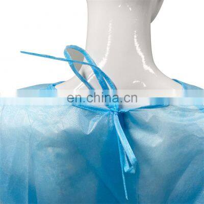 Perfessional AAMI Non woven hospital fabric PE protective apron disposable gown suit with knit cuff