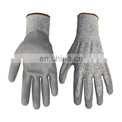 Seamless Knitted Nitrile Coated PU Cut Resistant Hand Safety Gloves For Industry Work