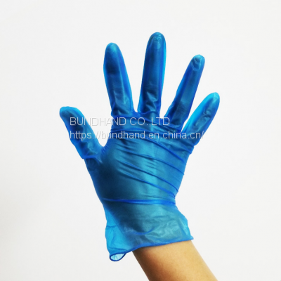 China Blue Color Disposable Food Contact Vinyl Gloves
