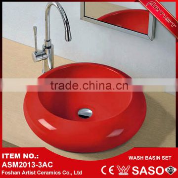 Alibaba.Com Sanitary Ware Semi Recessed Round Red Wash Basin