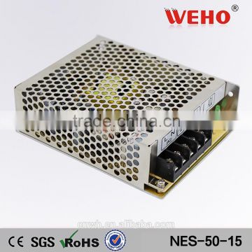 weho new products led 110v/220v ac power 15v dc converter smps 50w
