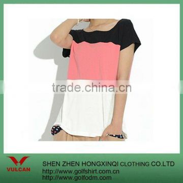 Cotton 3 colors stripe Short Sleeves women t-Shirt
